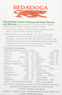 Red Kooga Korean Ginseng and Ginkgo Biloba, Promotes Vitality and Maintains Mental Alertness, Pack of 32 Tablets