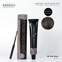 09 Ash Grey Makki Professional Intensive Eyelash and eyebrow tint dye with argan oil & hualuronic acid 22ml