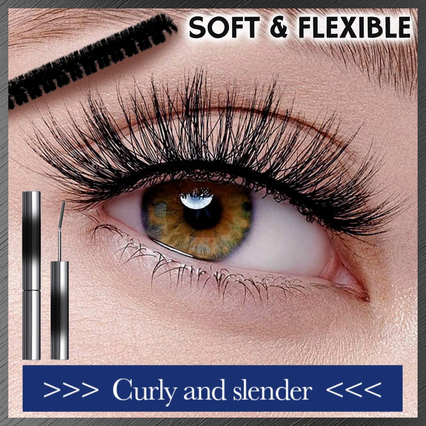 Black 3D Waterproof Hairless Mascara, Washable Ultra-thin Metal, Long Lasting Curl, Curling Mascara, Waterproof Curling Brush, Long Lasting Hairless, Washable Lengthening