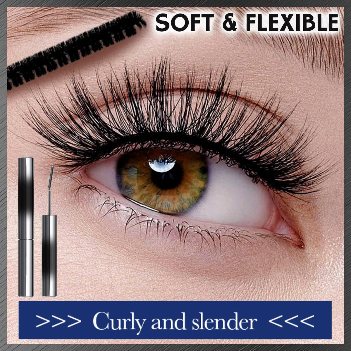 MINSHZEE Black 3D Waterproof Hairless Mascara, Washable Ultra-thin Metal, Long Lasting Curl, Curling Mascara, Waterproof Curling Brush, Long Lasting Hairless, Washable Lengthening