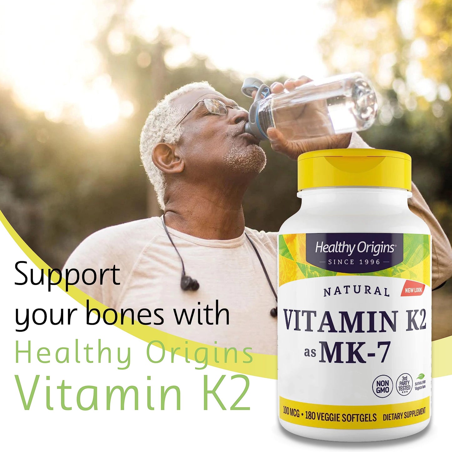 Healthy Origins, Vitamin K2 as MK-7, 100 mcg, 180 Vegetarian Softgels, Laboratory Tested, High Strength, Gluten Free, SOYA Free, Non-GMO