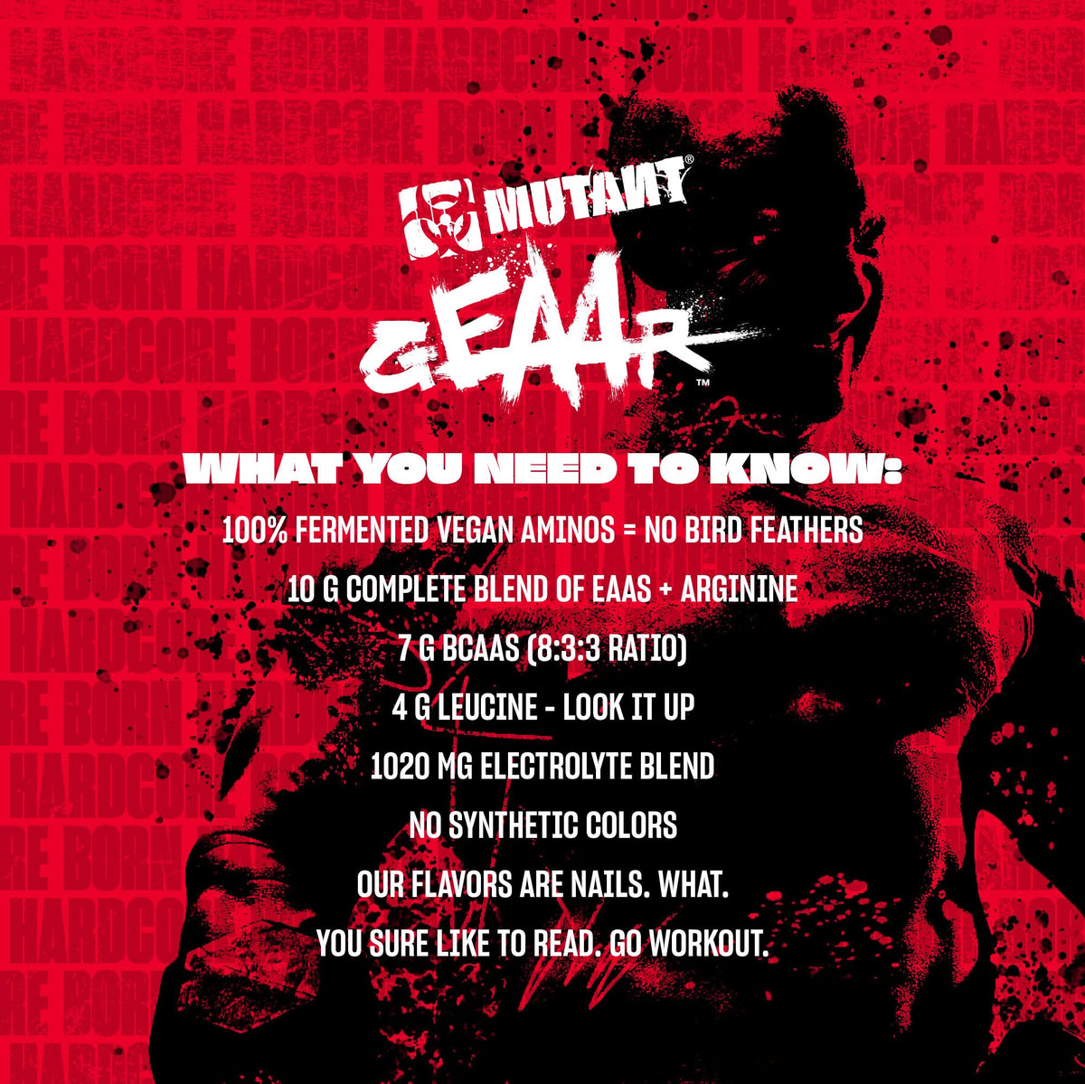 Mutant MUTANT GEAAR - Complete Essential Amino Acids | 10g EAAs + Arginine | Vegan | Electrolytes | No Synthetic Colors or Flavours | Muscle Recovery & Hydration | 420g | 30 Serves | Peach Mango