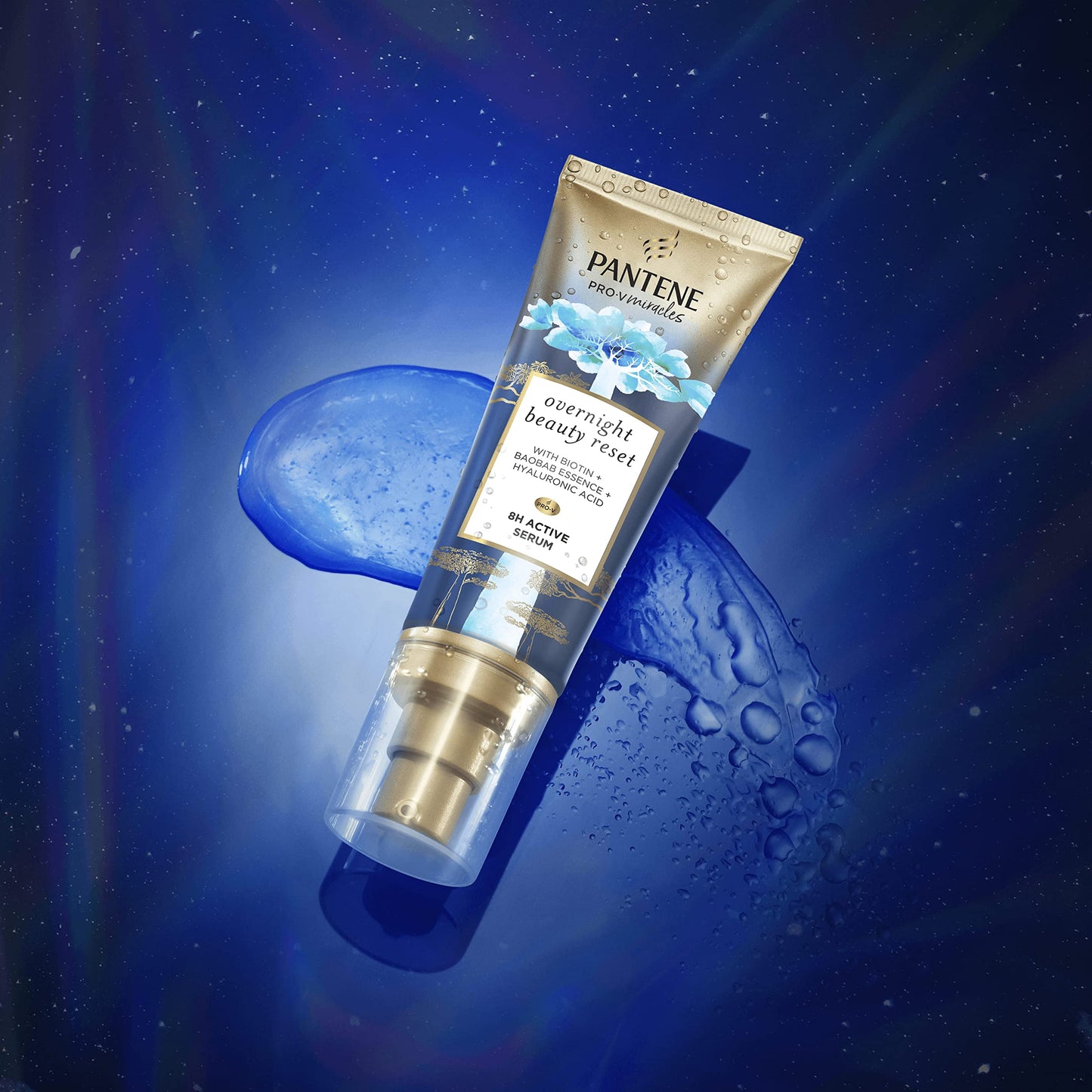 Pantene Hydra Night Hair Serum For Dry Damaged Hair, Leave-in Hair Treatment, 8H Active Serum Overnight Beauty Reset With Biotin, Baobab Essence And Hyaluronic Acid, 70ml