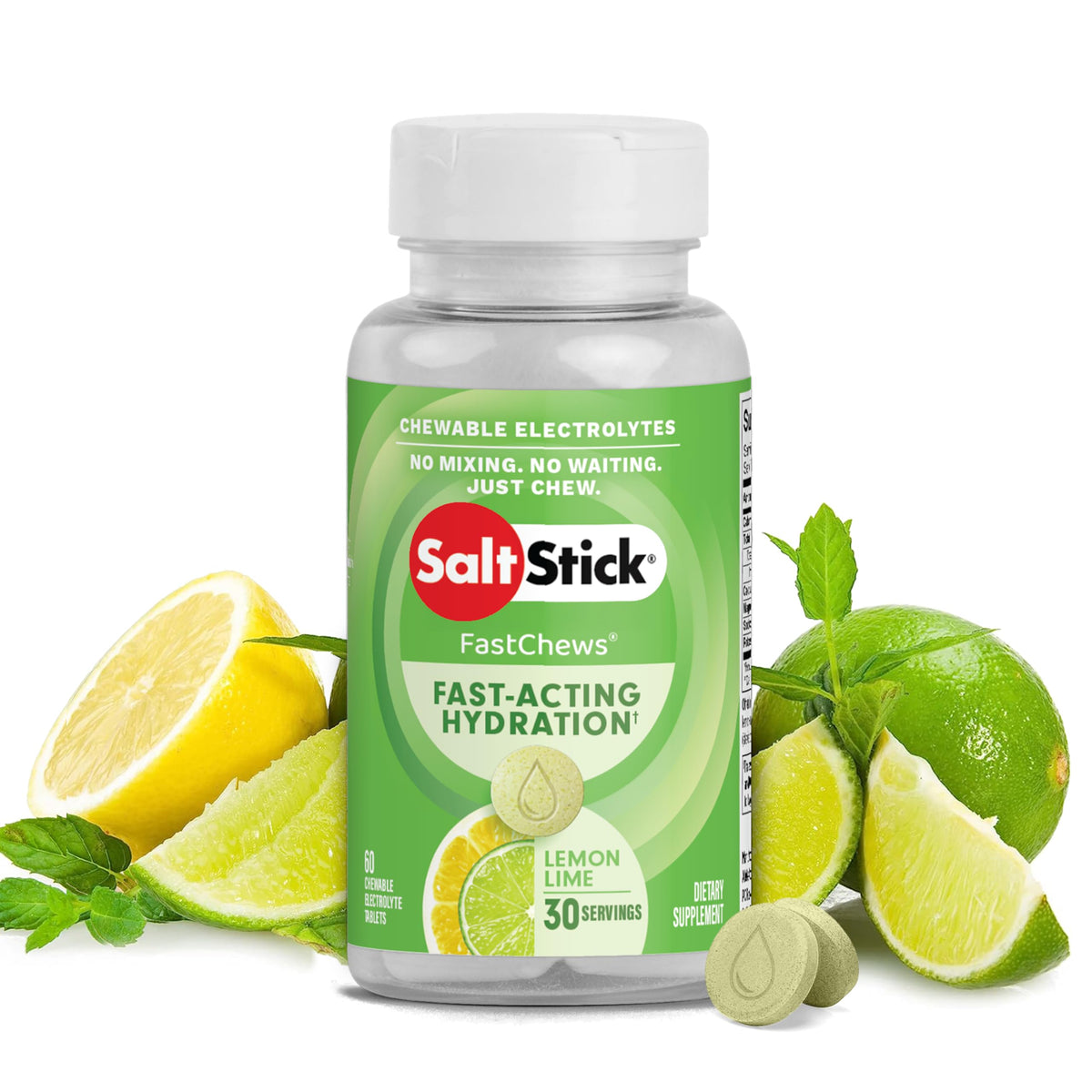 SaltStick Fastchews, Electrolyte Replacement Tablets for Rehydration, Exercise Recovery, Youth & Adult Athletes, Hiking & Sports Recovery, 1 x Packet of 10 Tablets (Green Apple)