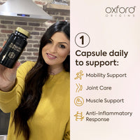 Oxford Origins Advanced Turmeric and Black Pepper Capsules Made in the UK | ONE per Day Turmeric Supplement with Ginger & Black Pepper | High Absorption Tumeric Supplement Joints Care (60 Count)