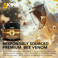 5KIND CLINICAL SKINCARE 5kind Bee Venom Cream UK Maximum Strength 100ml - Bee Venom Comprehensive Cream - Naturally Massage Joints & Muscles, Lower Back, Knee, Neck, Shoulder, Hip & Feet - Responsibly Sourced