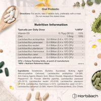 Horbäach Oral ProBio for Mouth 6 Billion CFU | Advanced Dental Biotics for Adults | 7 Strains Including Lactobacillus Reuteri | 60 Vegan Chewable Tablets | Mint Flavour | by Horbaach
