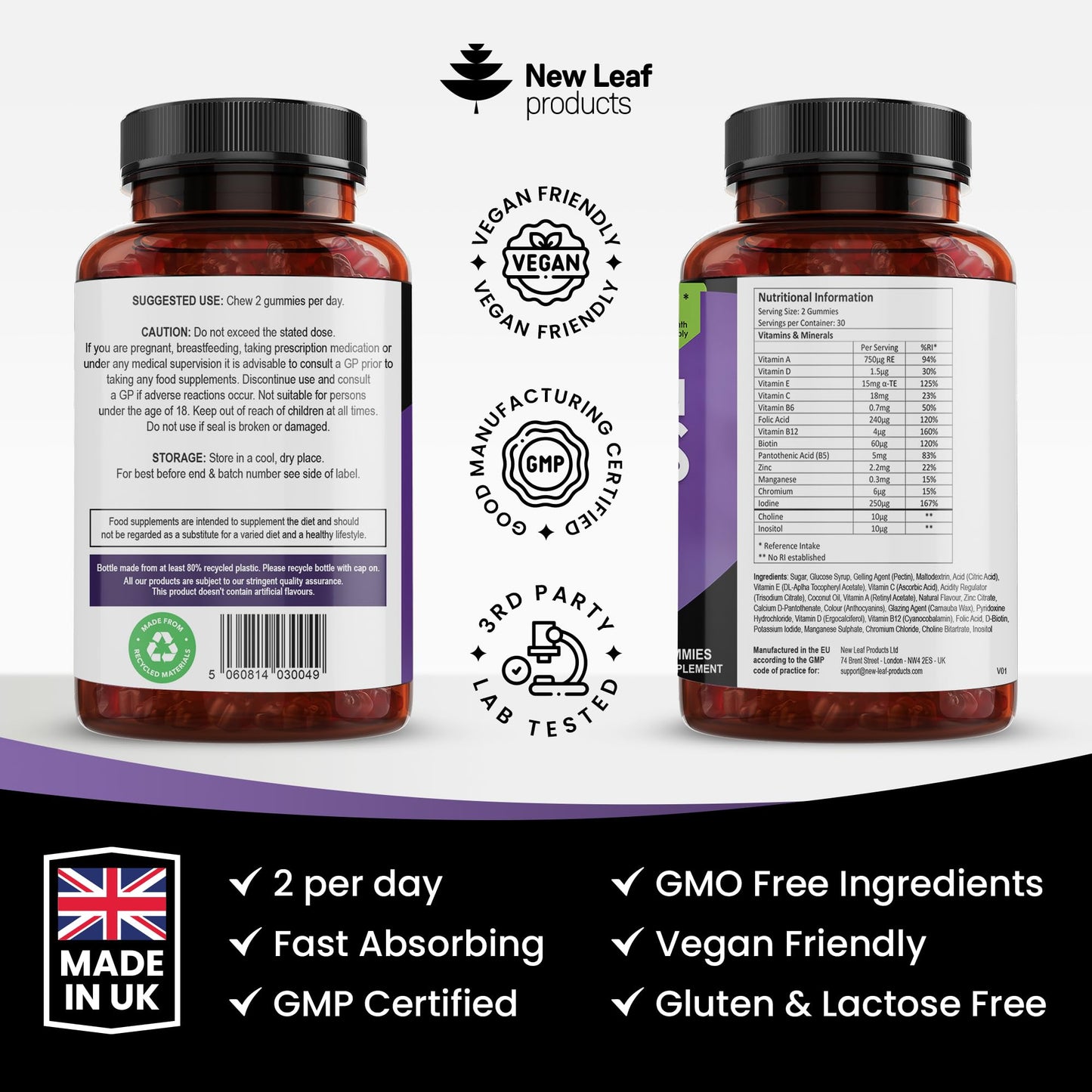 Multivitamin Gummies High Strength for Men Women - Vegetarian +14 Essential Vitamins & Minerals - Gluten Free, Non-GMO Multi Vitamins Chewable Adults Vitamin C A D E B12 B6 & Biotin, Zinc & Iodine