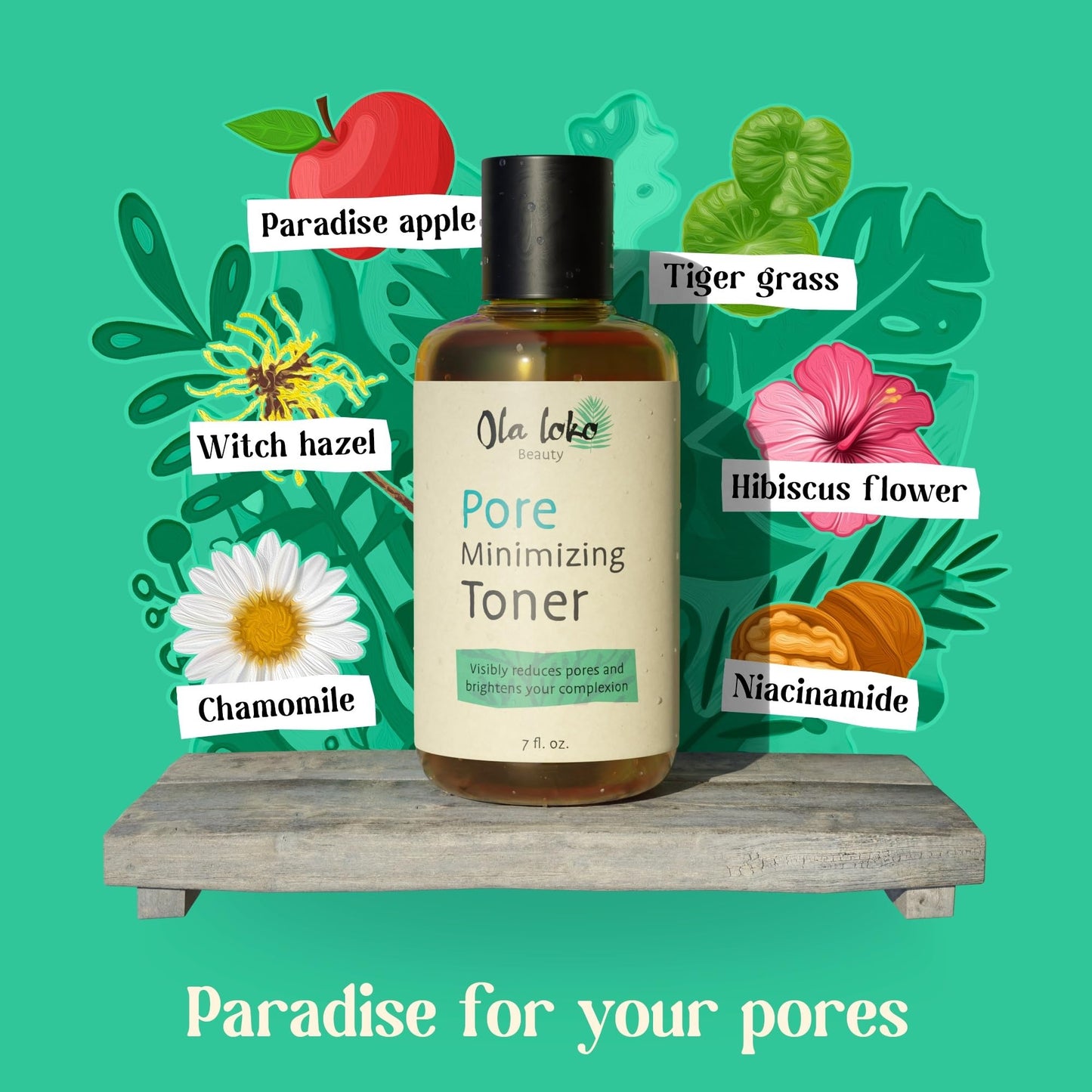 Ola Loko Pore Minimizer Toner, Face Toner for Oily & Aging Skin, Skin Tightening Pore Toner w/Botanical Extracts & 2% Niacinamide, Exfoliating Skin Toner, Safe for Sensitive Skin, Toner for Face Oily Skin