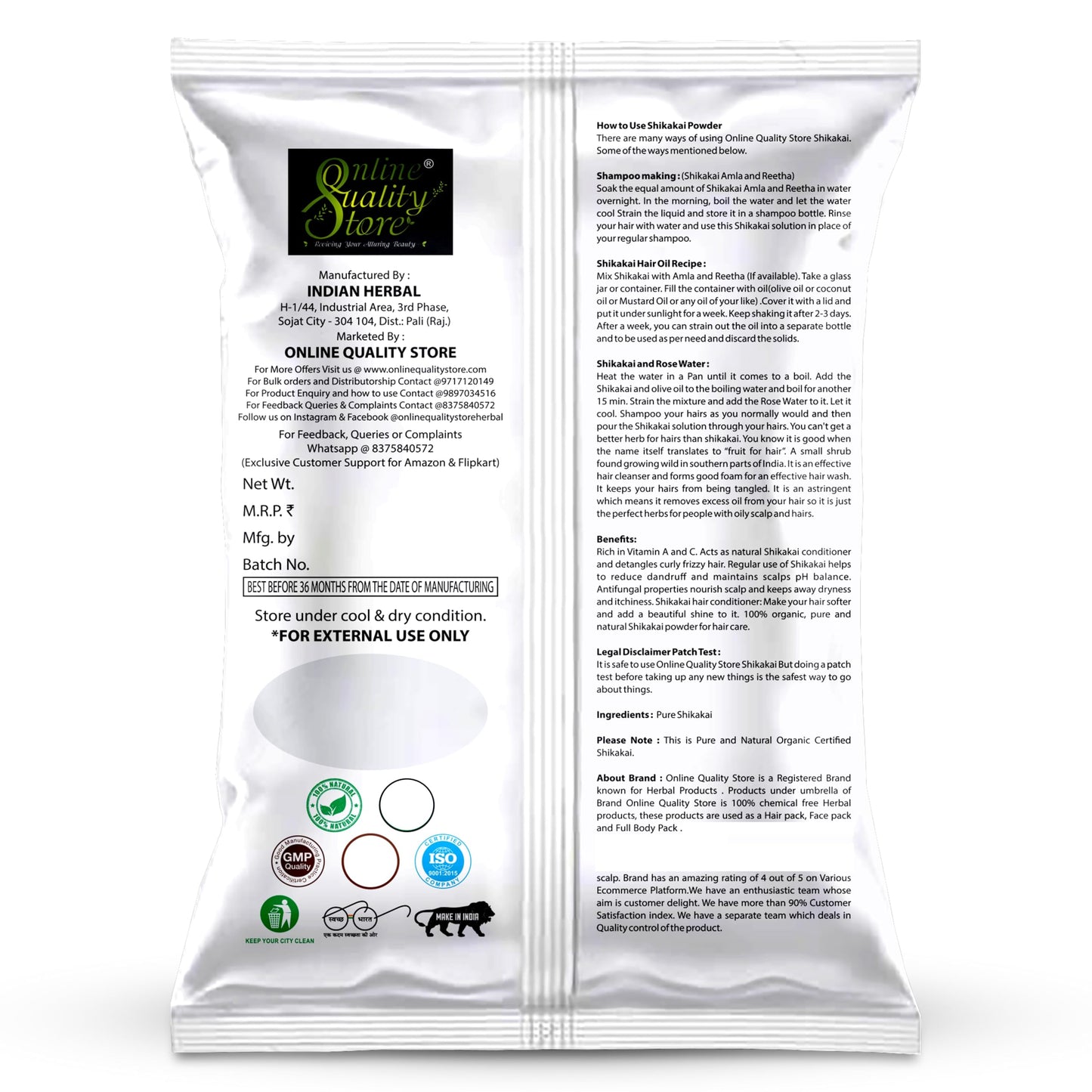 Online Quality Store Amla, Reetha, Shikakai Powder Combo Powder Pack For Hair R (Pack Of 3, Total 380G Pack), All Hair Type, Oily, Dry, Thick, Damaged, 3 Count