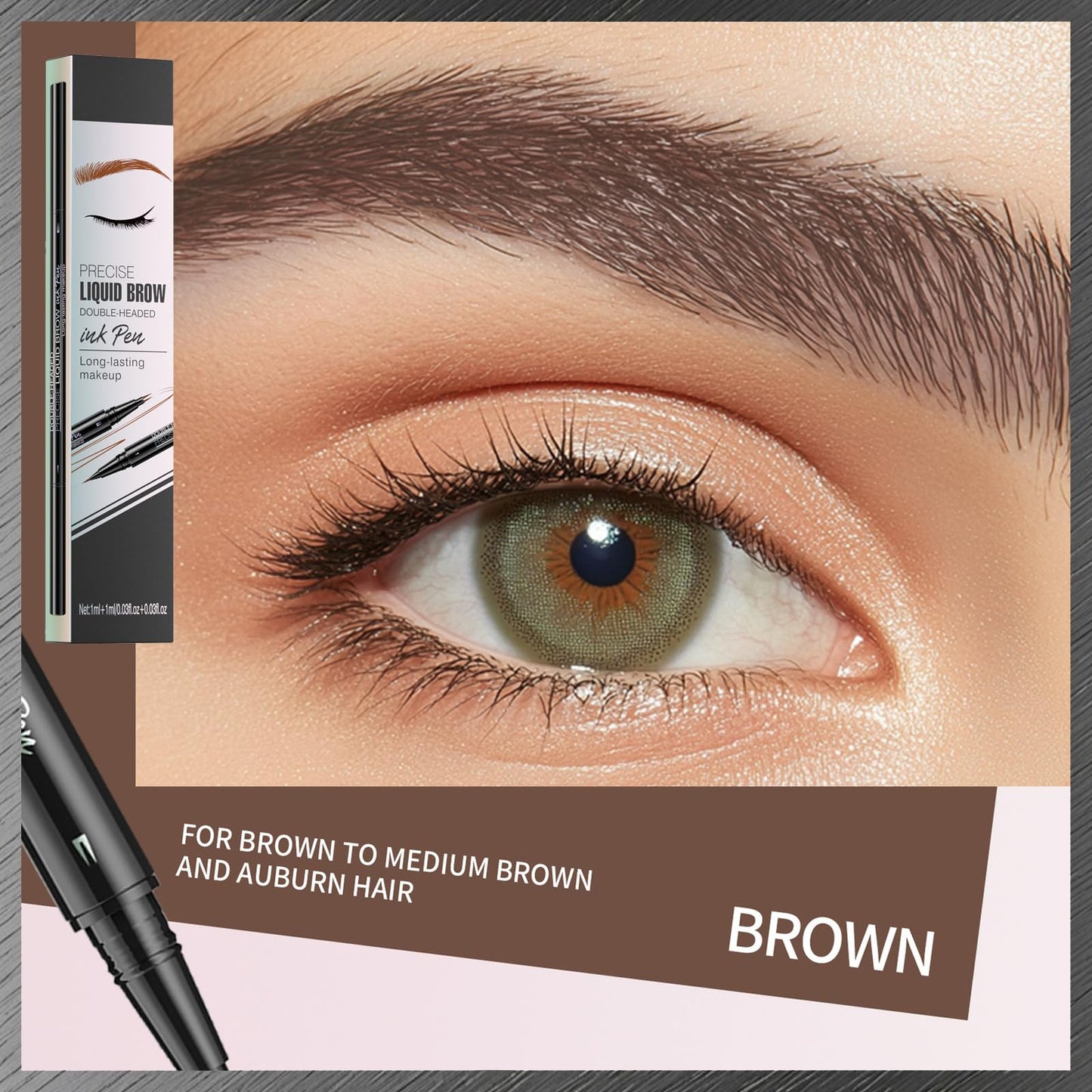 Microblading Eyebrow Pen, 2-in-1 dual-ended long-lasting eyebrow pencil, featuring micro-blade tip and precision brush tip, newly upgraded dual-ended makeup, creates natural eyeliner eyebrows (brown)