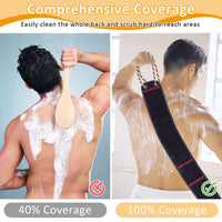 Deepton Back Washers for Shower, 39 Inches Shower Back Scrubber with Handles, Double Side Body Exfoliator Bath Tool, Back Scrubber for Men & Women Scrub Your Body Deeply