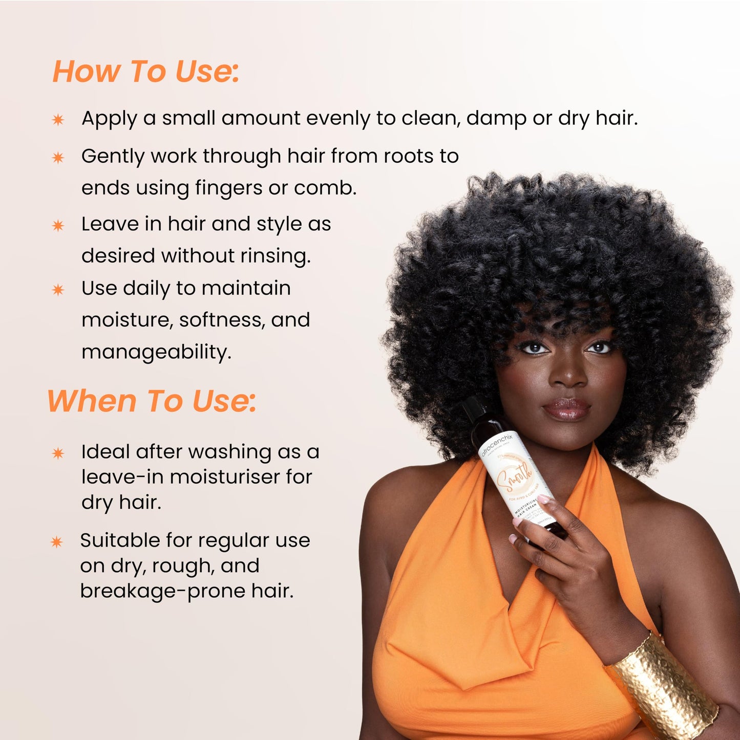 Afrocenchix Smooth Moisturising & Styling Cream, with Aloe Vera, Shea Butter & Coconut Oil extracts to Moisturise, Soften, Minimize Breakage & Make Styling Easy for Afro & Curly Hair, 60 ml