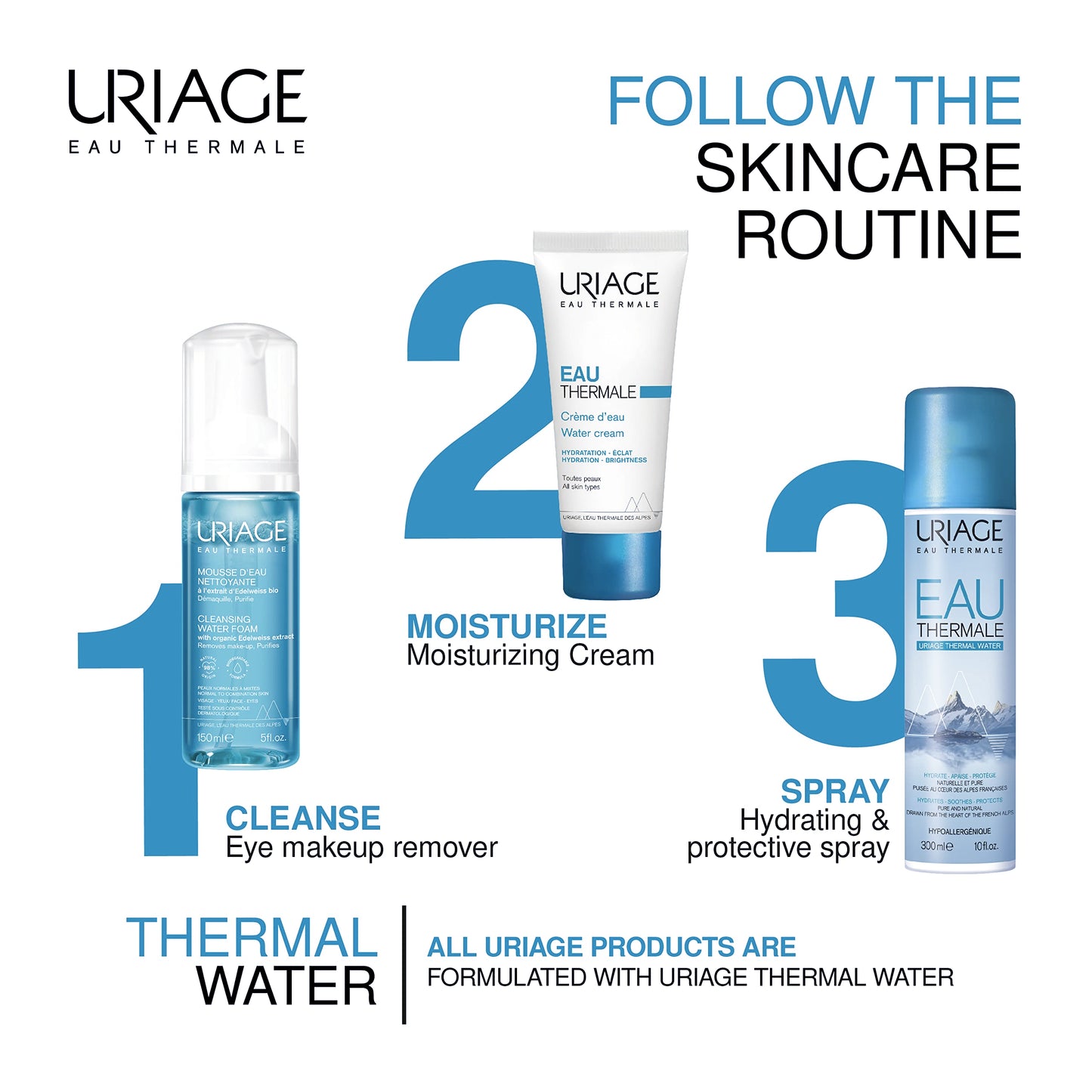 Uriage Eau Thermale Cleansing Make-Up Remover Foam, 150 ml