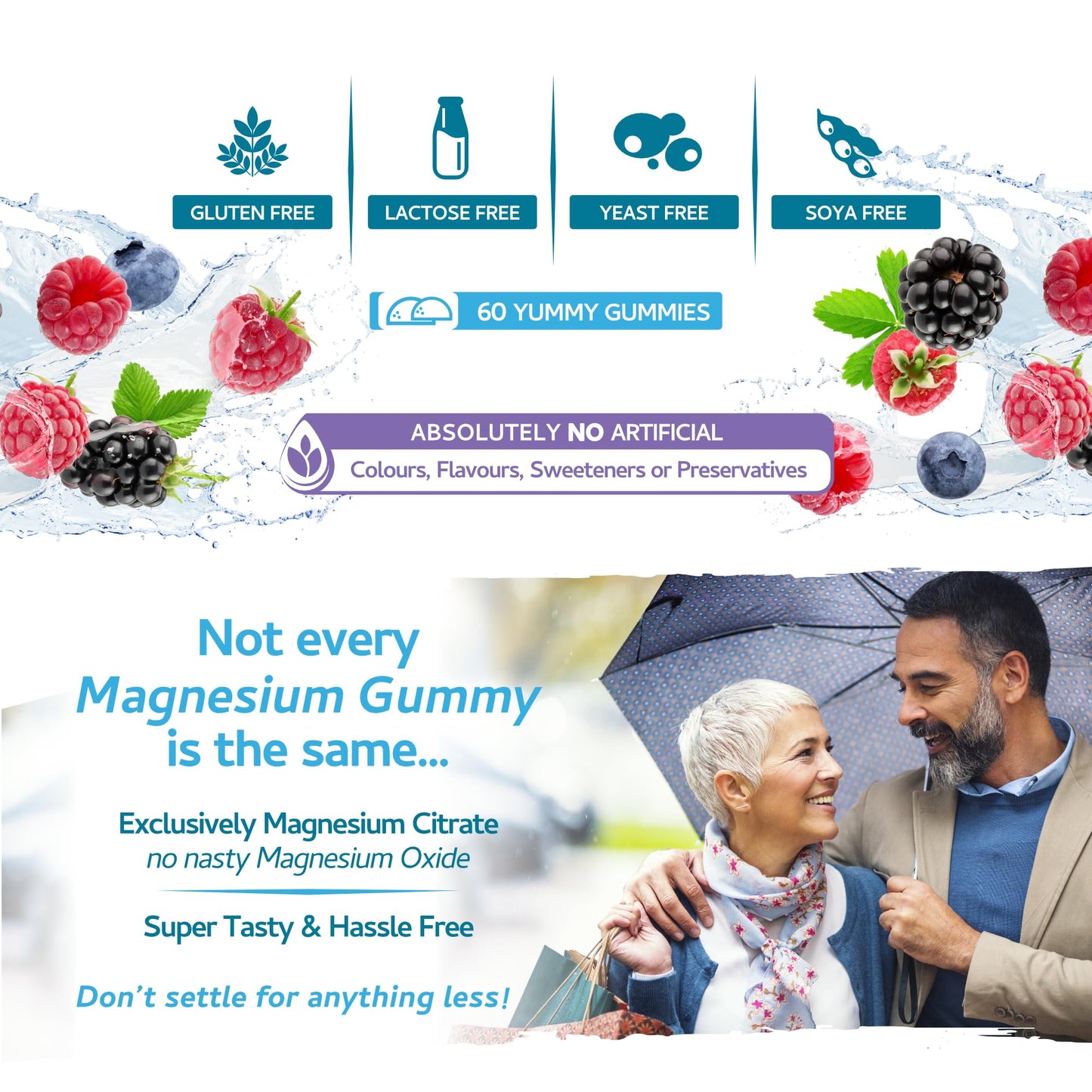 swiss bioenergetics Magnesium Gummies, Providing 180mg Daily dose of Elemental Magnesium from Citrate - 60 Natural Berry Flavour Chewable Yummy Gummies for Better Sleep, Muscle and Nerve Support - UK Made