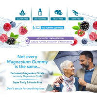 swiss bioenergetics Magnesium Gummies, Providing 180mg Daily dose of Elemental Magnesium from Citrate - 60 Natural Berry Flavour Chewable Yummy Gummies for Better Sleep, Muscle and Nerve Support - UK Made