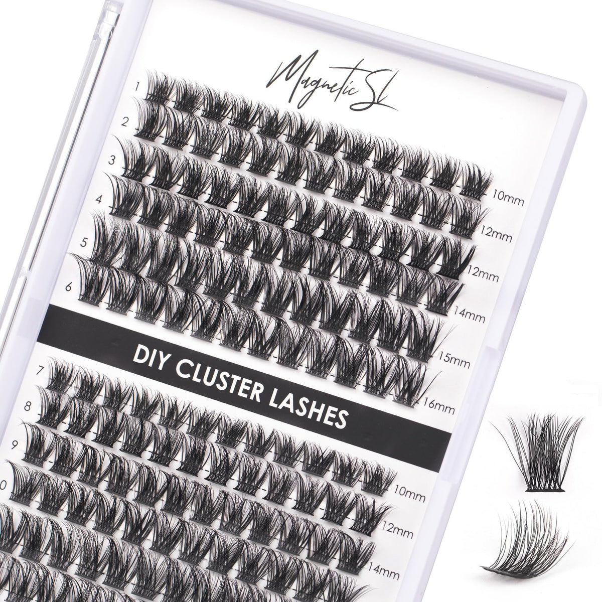 Magnetic SL Individual Lashes 144 Cluster Lashes 3D False Eyelashes Natural Look D Curl Reusable Fluffy Individual Cluster Lashes Soft Eyelashes DIY Cluster Eyelash Extensions Mix 10-16MM-DM17