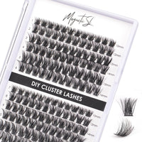 Magnetic SL Individual Lashes 144 Cluster Lashes 3D False Eyelashes Natural Look D Curl Reusable Fluffy Individual Cluster Lashes Soft Eyelashes DIY Cluster Eyelash Extensions Mix 10-16MM-DM17