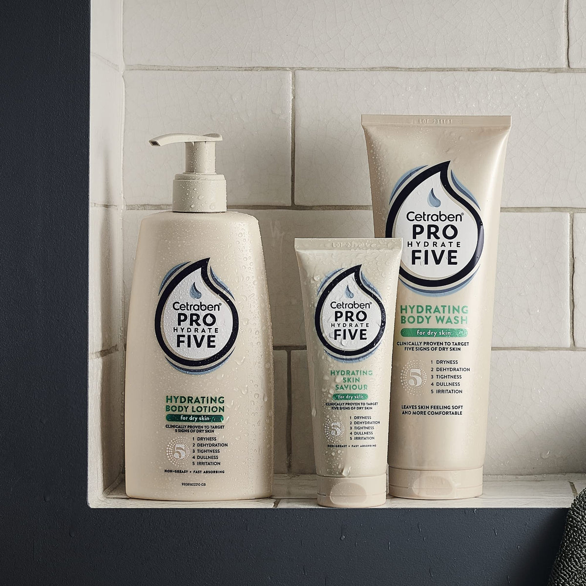 Cetraben Pro Hydrate Five Daily Body Moisturising Lotion 250 ml with Ceramides and Vitamin B5, Perfect for Dry Skin, Vegan Friendly, Cruelty Free