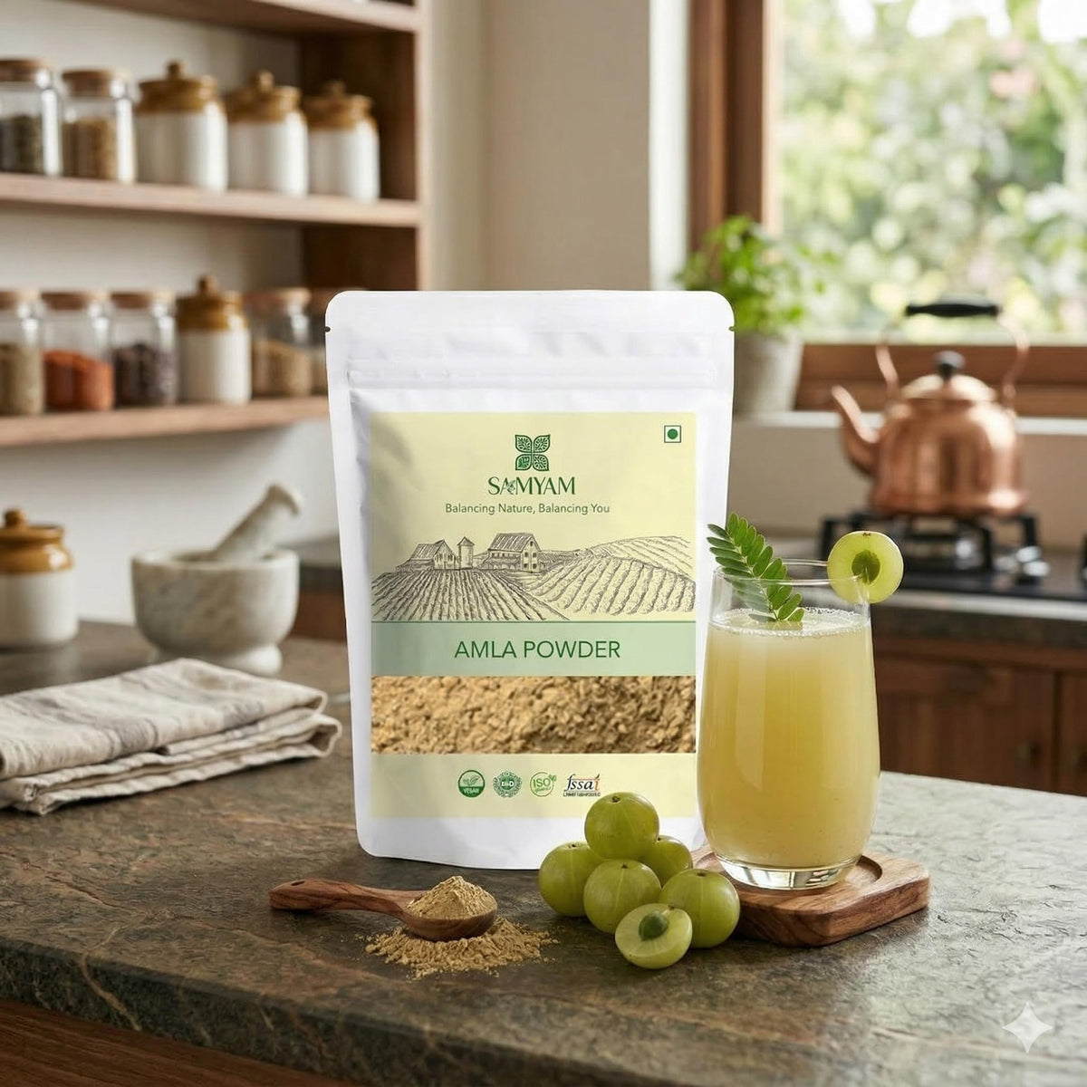 SAMYAM Amla Powder (Phyllanthus emblica) - 500g Pack | Ayurvedic Superfood for Hair, Skin and Health
