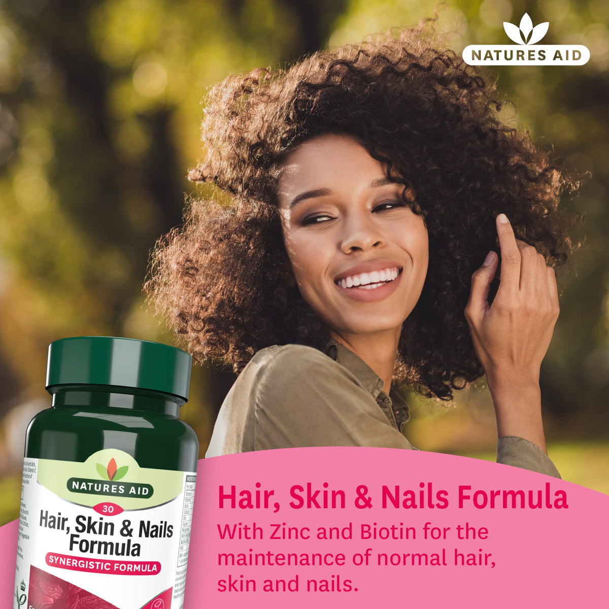 Natures Aid Hair, Skin & Nails Formula – High Potency Support for Growth, Strength & Radiance – Vegan, Gluten-Free, Non-GMO Supplement – Natural Health Supplement – 30 Tablets