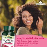 Natures Aid Hair, Skin & Nails Formula – High Potency Support for Growth, Strength & Radiance – Vegan, Gluten-Free, Non-GMO Supplement – Natural Health Supplement – 30 Tablets