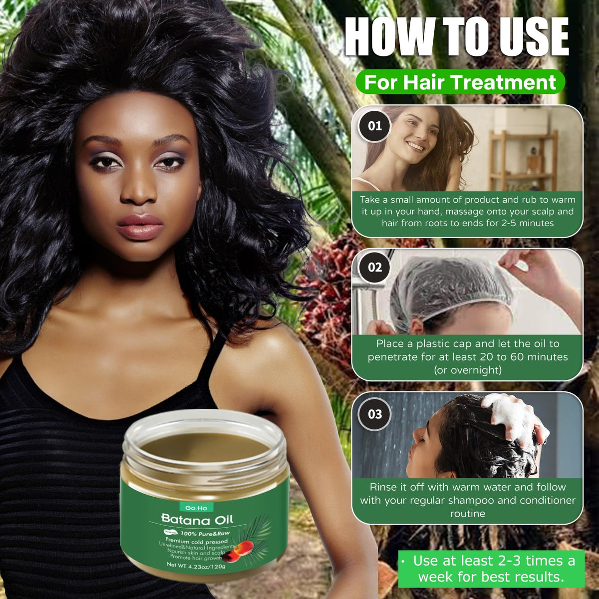 Go Ho Raw Batana Oil for Hair Growth,100% Pure Batana Oil Organic Dr. Sebi,Rich in Vitamin E, Increases Shine,Scalp and Hair Care for Women&Men,Prevent Hair Loss(120g)