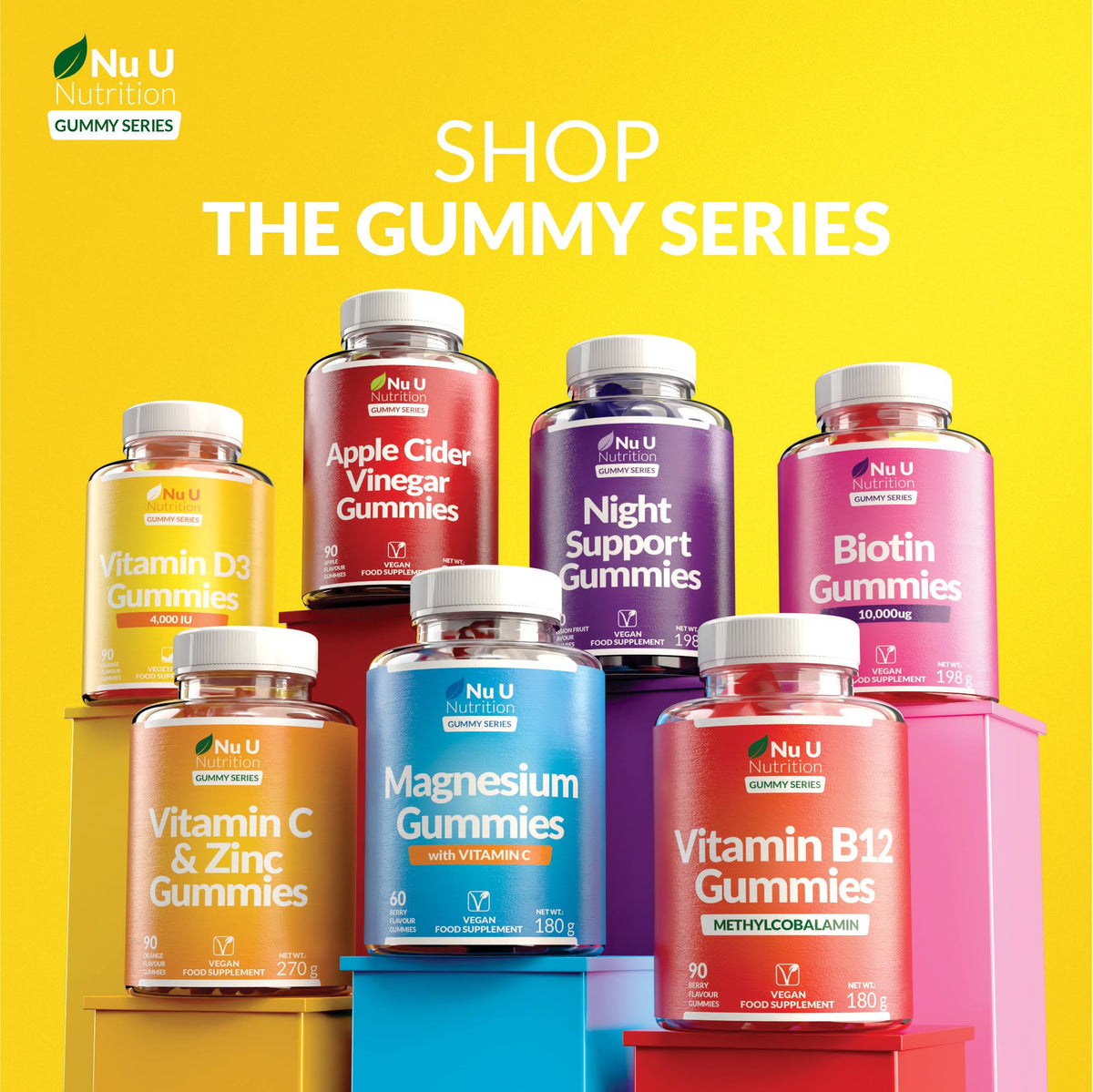 Vitamin D3 Gummies 4000IU Adults - 90 Vegetarian Gummies - Natural Orange Flavour - Chewable VIT D Gummy Supplement - Made in the UK - Nu U Nutrition