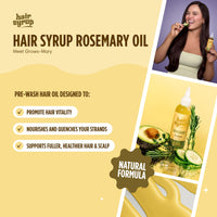 Hair Syrup | Rosemary Pre-Wash Hair Oil | Made with Rosemary, Thyme, Cucumber & Avocado | Nourish Your Scalp & Mind with Growsmary | Vegan | 100% Natural | 100ml