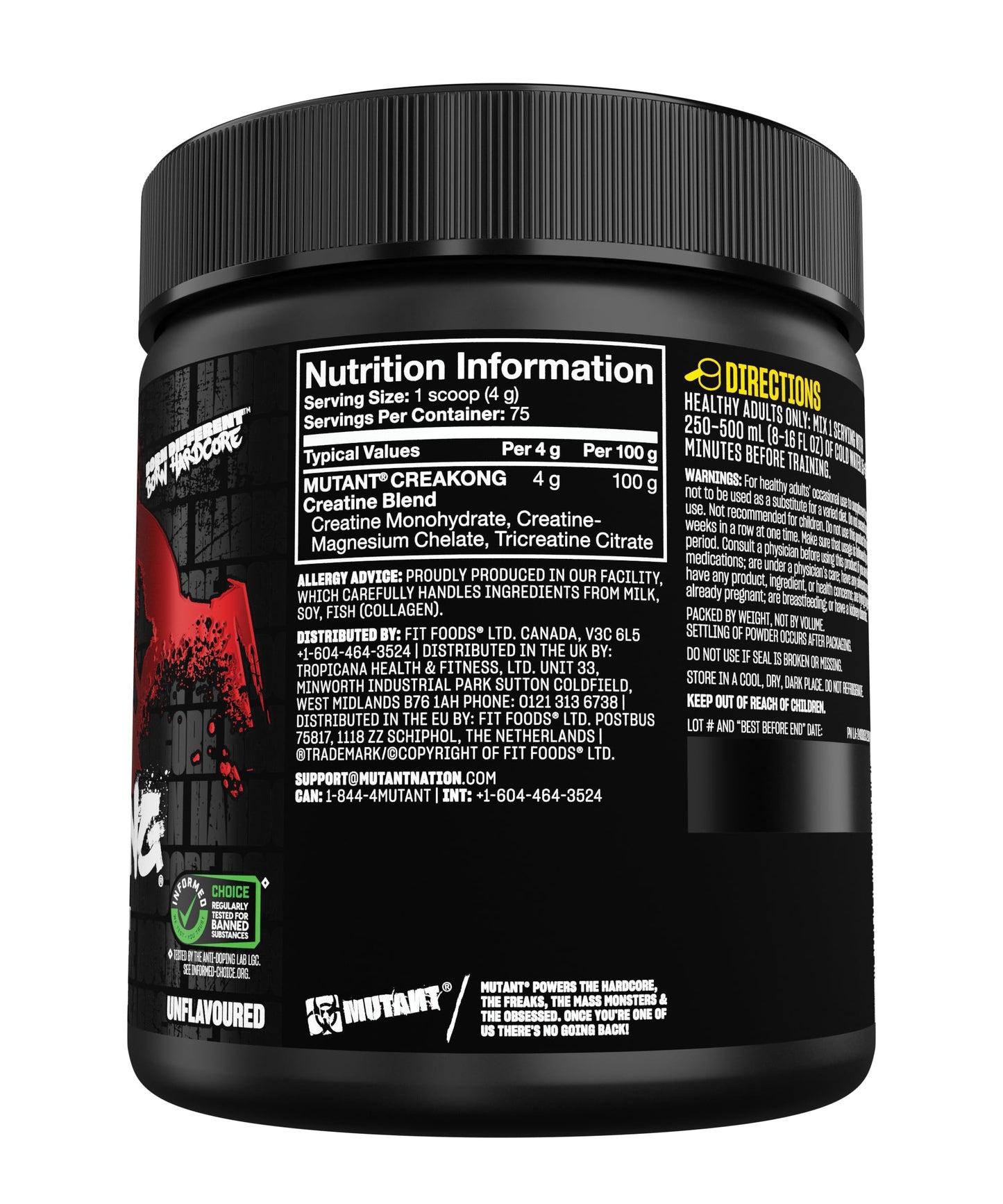 Mutant MUTANT CREAKONG – Advanced Creatine Supplement with Triple Creatine Blend for Muscle Strength, Size & Performance – Unflavoured, Banned Substance Tested – 300g (75 Servings)