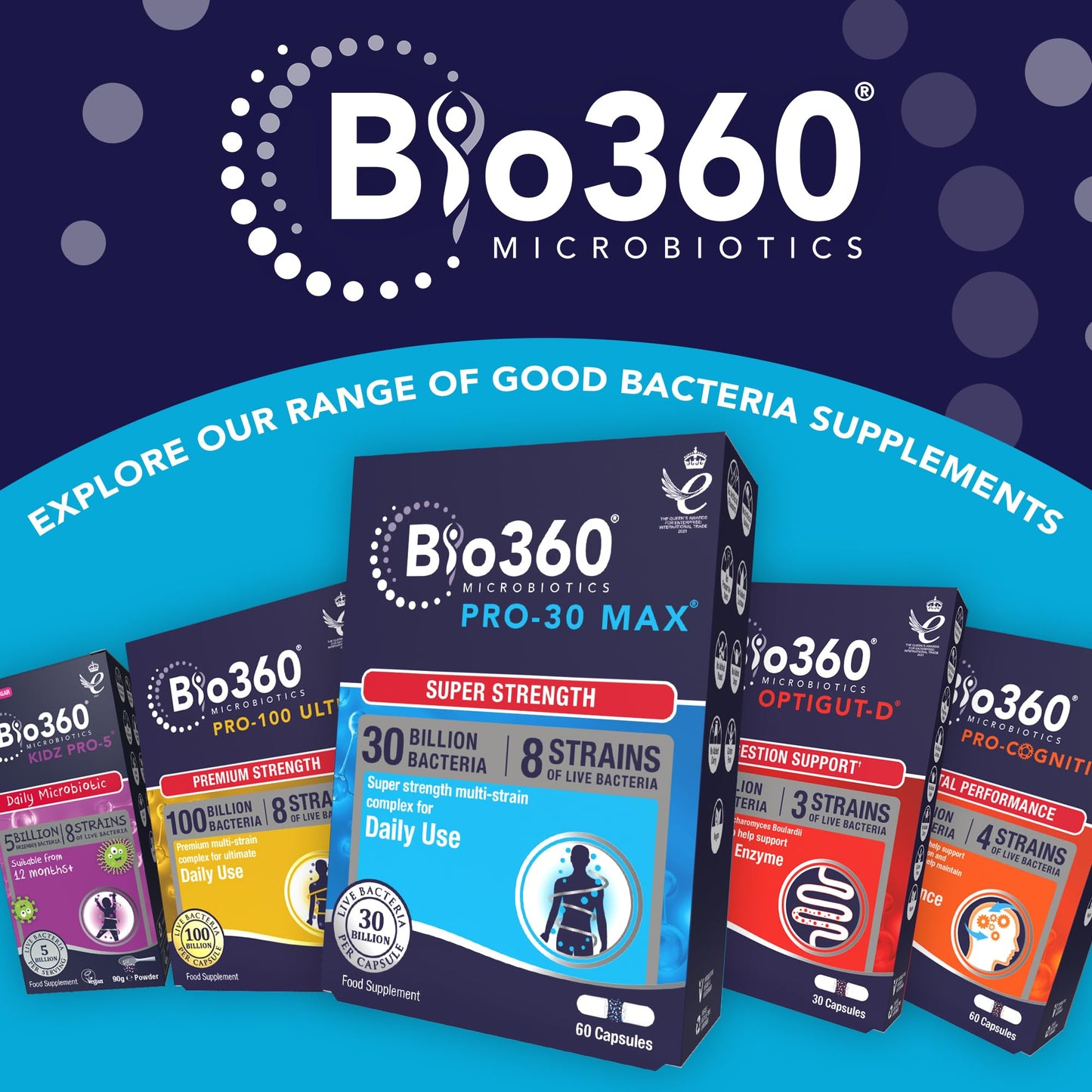 Natures Aid Bio360 Pro-30 Max – 30 Billion CFU Probiotic – Supports Gut Health, Immunity & Digestion – Vegan, Gluten-Free, Non-GMO, High Strength Live Cultures for Gut Digestion Health - 60 Capsules