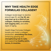 Health Edge Formulas Collagen Gummies - High Strength - for Skin, Hair, Nails, Bones, Muscles & Joints. Hydrolysed Collagen Peptides - Natural Pineapple Flavour, No Additives or Preservatives