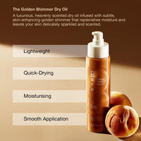 Bare by Vogue Golden Shimmer Dry Oil - Moisturise and Hydrate your Skin with Gorgeous Sparkle - Lightweight & Quick-Drying Face & Body Shimmer Oil, 150ml