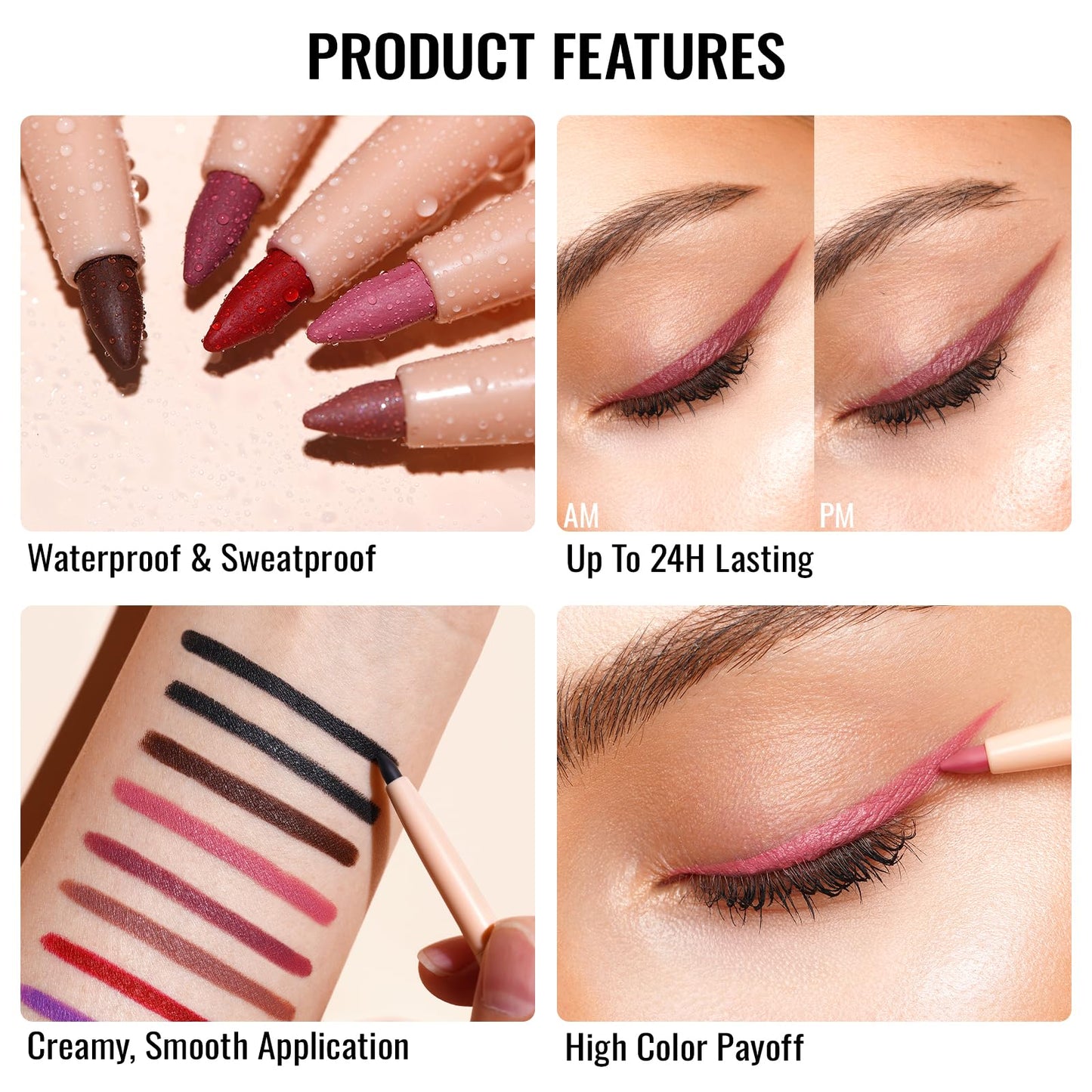 Oulac OULAC Matte Green Eye Liner Pencils Waterproof, Smudge-proof Retractable Eyeliner Lasts 24H +, Highly Pigmented and Smooth, Long-lasting Formula, Vegan (11) Mint
