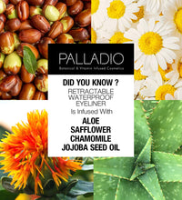 Palladio Retractable Waterproof Eyeliner, Richly Pigmented Color and Creamy, Slip Twist Up Pencil Eye Liner, Smudge Proof Long Lasting Application, All Day Wear, No Sharpener Required, Pure Black