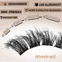Himirell Premium Lash Clusters Kit - 140Pcs D Curl Individual Lashes for Natural, Wispy Look - Fluffy Volume Extension with Tweezers, Bond, and Remover