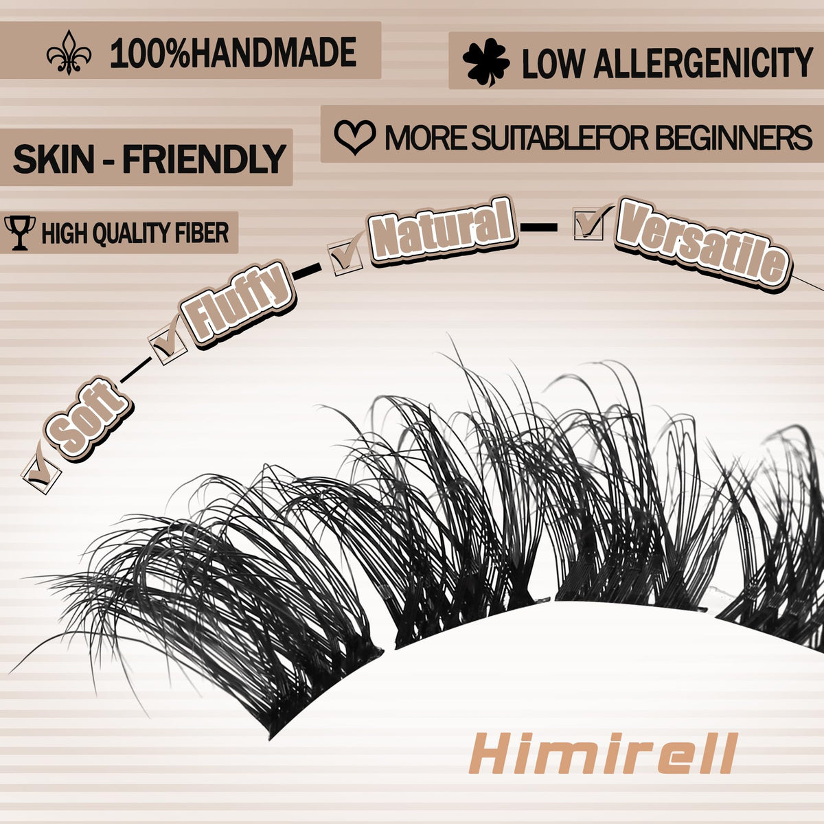 Himirell Premium Lash Clusters Kit - 140Pcs D Curl Individual Lashes for Natural, Wispy Look - Fluffy Volume Extension with Tweezers, Bond, and Remover