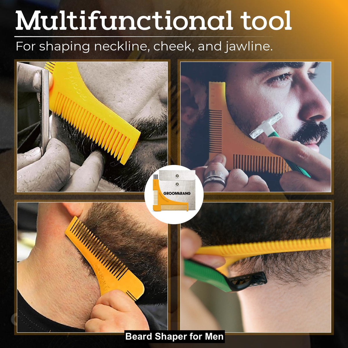 groomarang New Groomarang Beard Styling and Shaping Template Comb Tool Perfect Lines & Symmetry Shape Face Neck Line Fast And Easily.