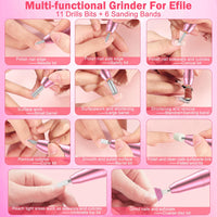 Nail girl Nail Drill NAILGIRLS Rechargeable Cordless Nail Drill Machine, Portable Electric Nail Drill 35000RPM Professional Electric Nail File for Acrylic Gel Nails, Efile Manicure Pedicure Polishing, Pink