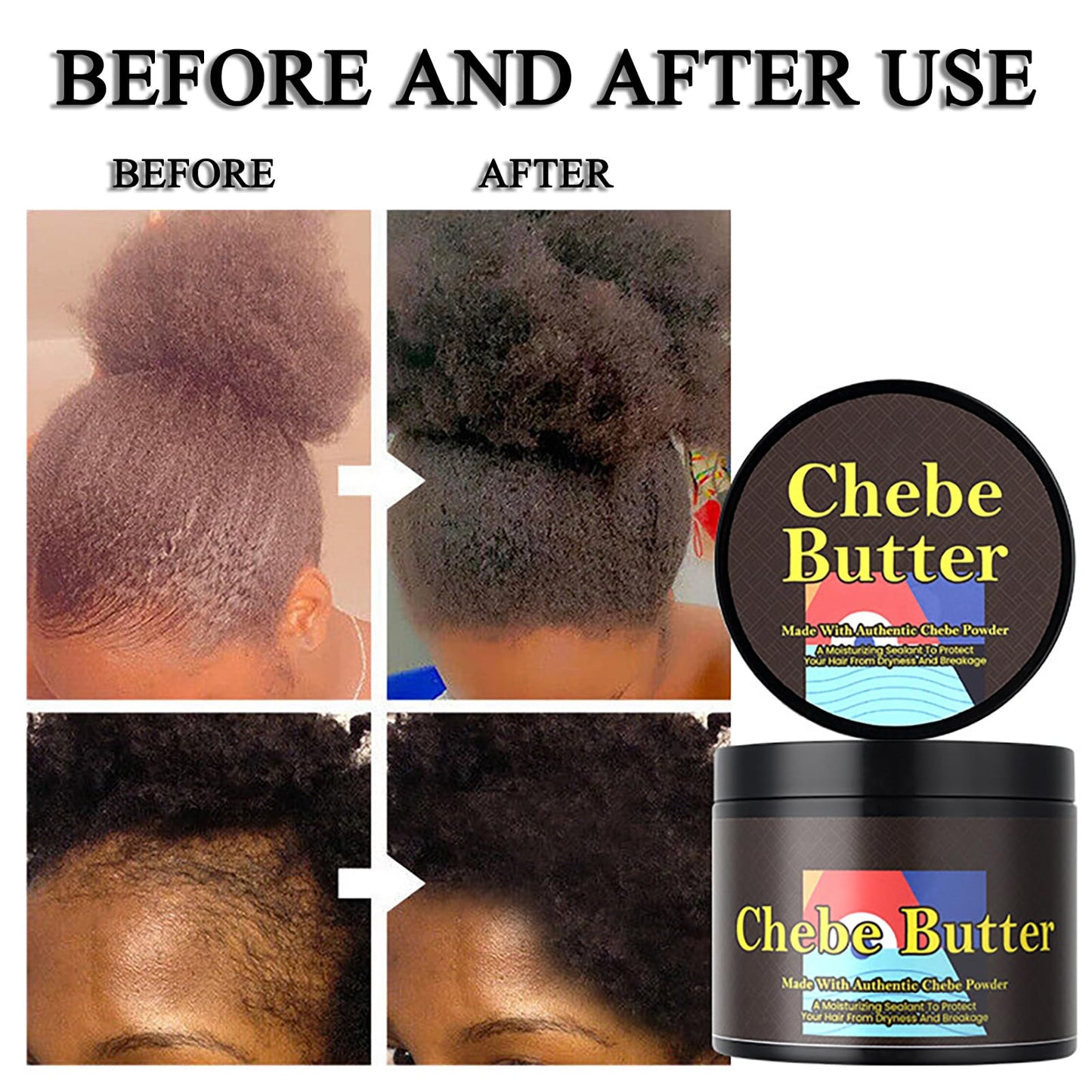 Maggikey Chebe Hair Butter With Chebe Powder, Castor Oil, Shea Butter - Helps With Split Ends, Nourishing Afro Hair Oil For All Hair Types