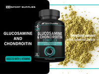 SS Sport Supplies Glucosamine and Chondroitin High Strength Plus 5 Vitamins - 120 Complex Capsules 1,000mg (Providing 530mg Base) - Chondroitin 200mg - Added Turmeric, Ginger, Black Pepper, Vitamin C, B6, B1, D3 & B12