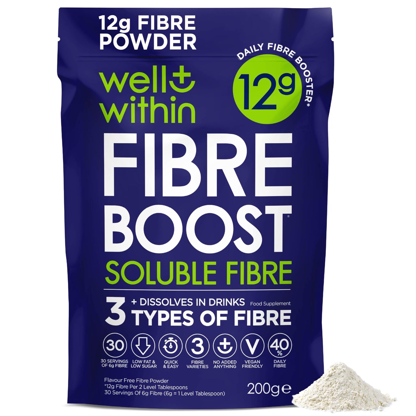 12g Soluble Fibre Supplement, 3in1 Fibre Powder, Well Within