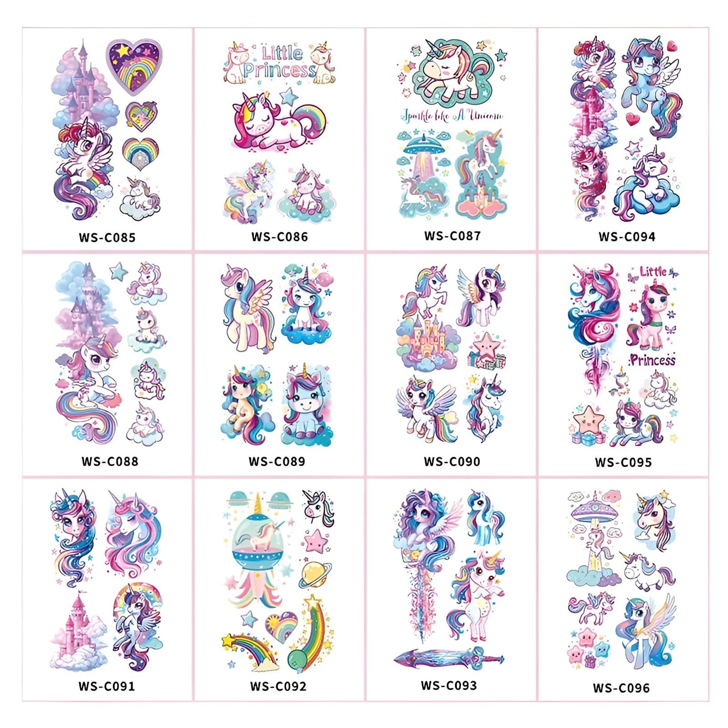 AmiCera Glitter Tattoos for Kids, 12 Sheets Temporary Tattoos for Kids Girls Boys, Fake Tattoo for Unicorn Birthday Party Bag Fillers, Face Body Sticker Party Decor Gifts Supplies, Safe & Long Lasting