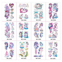 AmiCera Glitter Tattoos for Kids, 12 Sheets Temporary Tattoos for Kids Girls Boys, Fake Tattoo for Unicorn Birthday Party Bag Fillers, Face Body Sticker Party Decor Gifts Supplies, Safe & Long Lasting