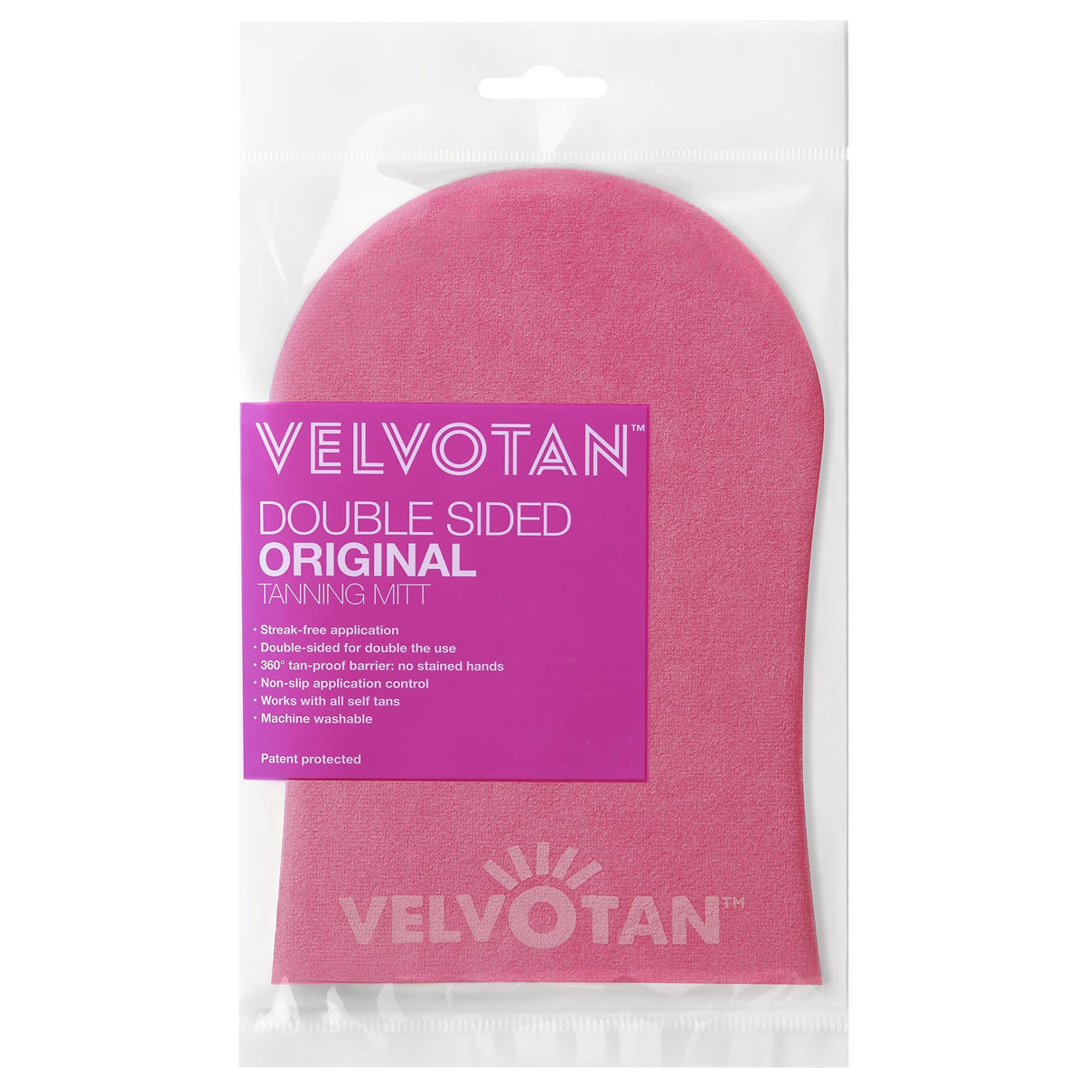 Velvotan VELVOTAN Original Double Sided Tanning Mitt - Pink - Self Tanning Applicator for Stain-Free Hands, Washable & Reusable, Use with Any Fake Tan
