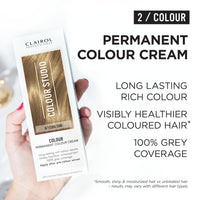 Clairol Colour Studio Permanent Colour Cream | Hair Dye | Long-lasting Rich Tones | 100% Grey Coverage | Dermatologically Tested Vegan Formula | Hair Colouring Kit | Cool Chai 8/1 I 50ML