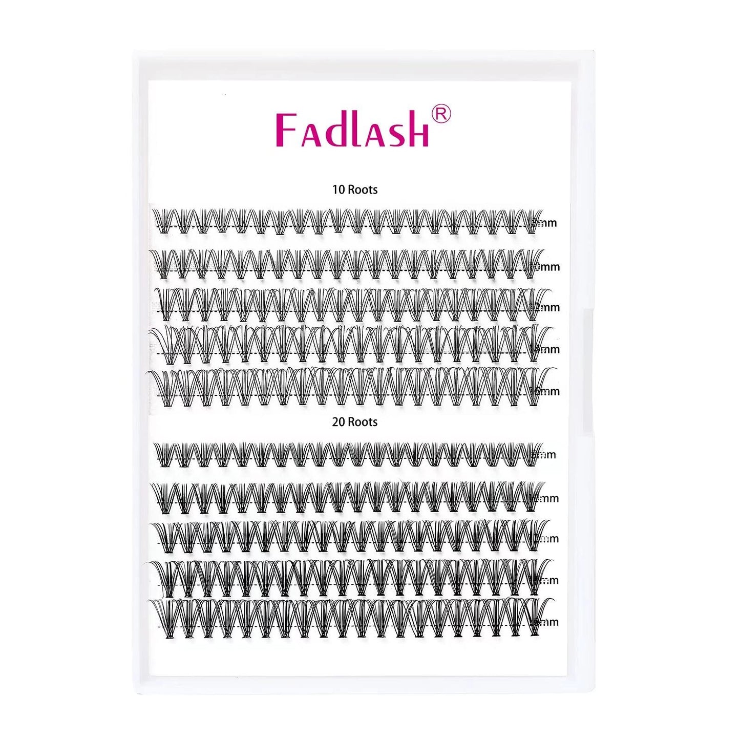 FADLASH Individual Cluster Lashes Extensions 10D 20D 0.07 D Curl 8-16mm Mixed Trays Extensions 200Pcs Individual Cluster Lashes DIY Eyelash Extensions at Home