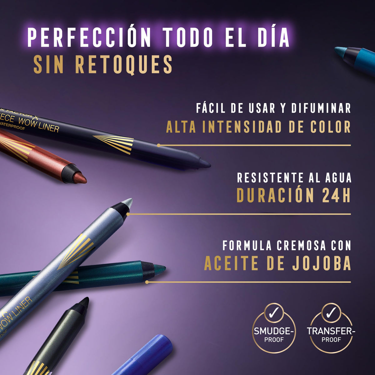 Max Factor Masterpiece Wow Liner, 500 Dark Navy, 24-Hour Wear Eyeliner, High Colour Payoff, Waterproof and Smudgeproof, Vegan