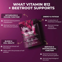 NobleNature Beetroot & Vitamin B12 Complex – 9000mg Beetroot + 1000mcg Dual B12 (Methylcobalamin & Adenosylcobalamin) – Energy & Immune Support – 90 Capsules – UK Made (90)