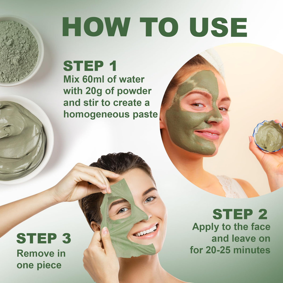 Oïléna Alginate Peel-Off Moisturizing Powder Mask Marine Complex Based 100% Natural Skin Care DIY Treatment | All Skin Types, 200g 10 treatments